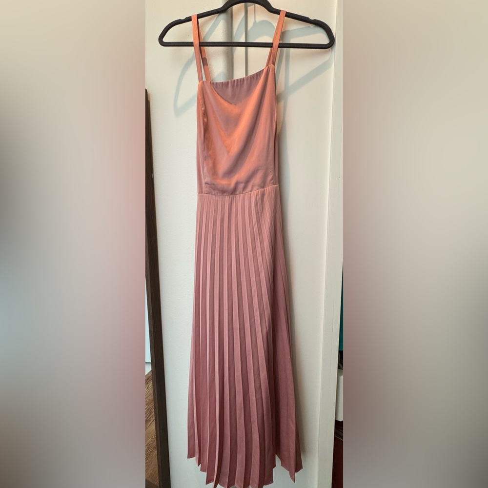Lulu's Pink Strapless Pleated Satin Dress